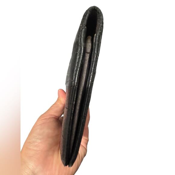 Vintage Chanel Black Leather Wallet with Silver \Logo, 7x4 inches, Bifold Design - Picture 9 of 12